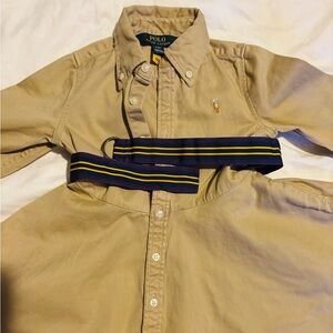 Polo Ralph Lauren Tan Button-Up Shirt with Belt